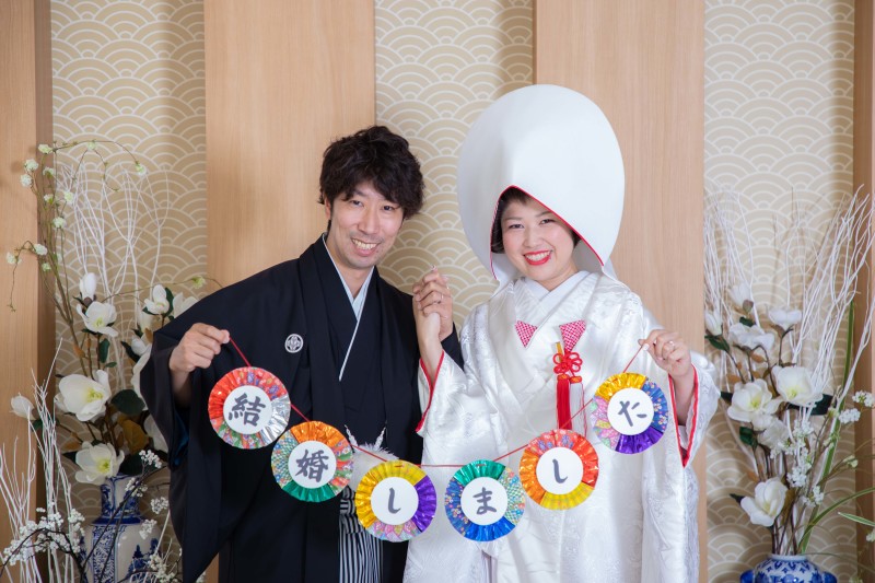 スタジオで白無垢撮影