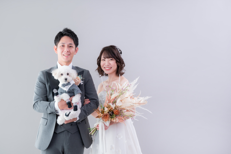 【ワンちゃんと撮影】スタジオ洋装1点プラン★洋装1着・ヘアメイク・データ80カット付♡ 韓国風ドレスも豊富!