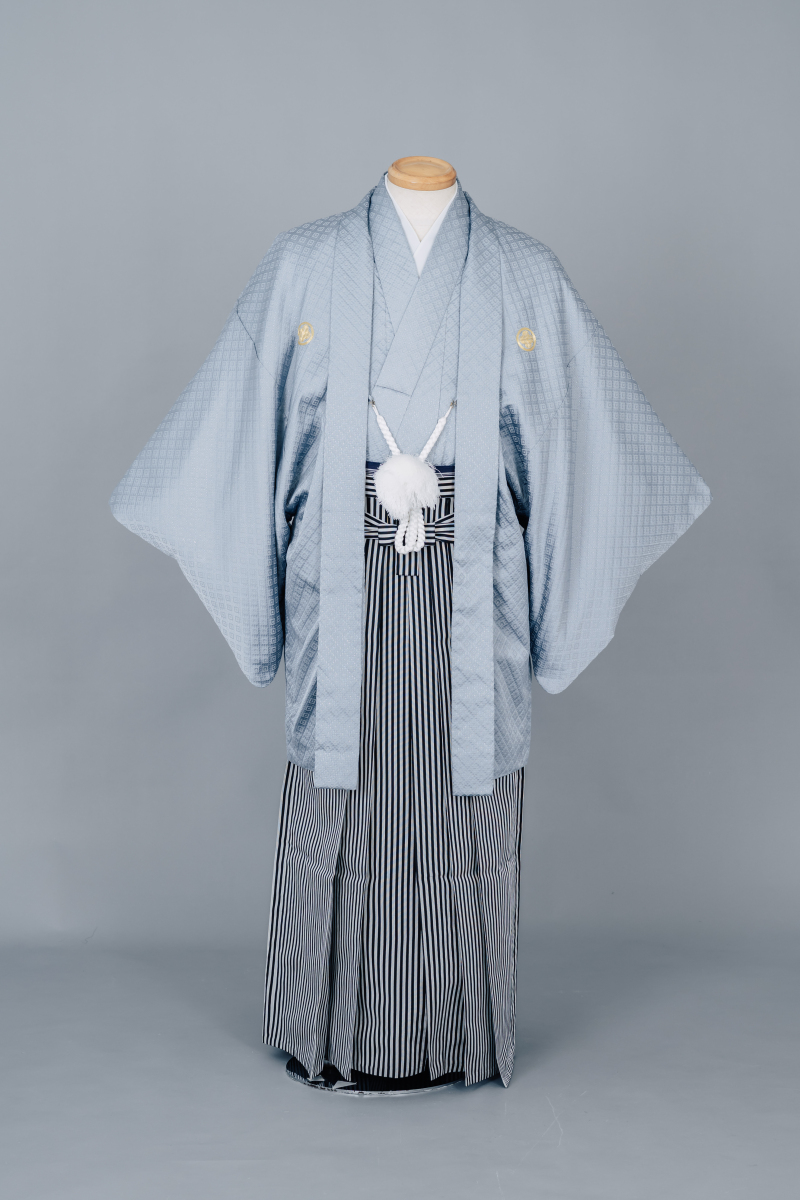 紋付袴（水色・菱形）008