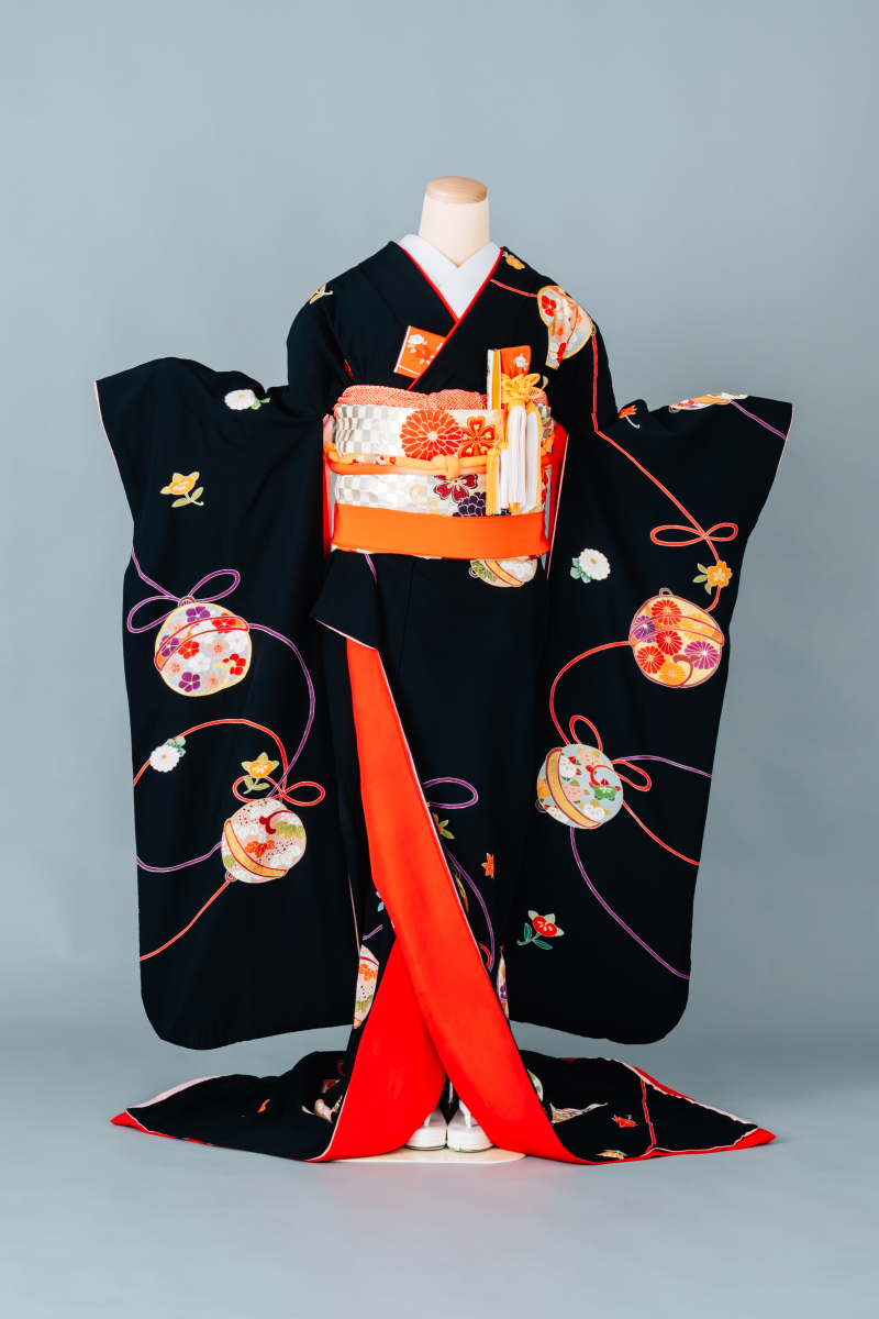 毬文様紅葉　引き振袖　002