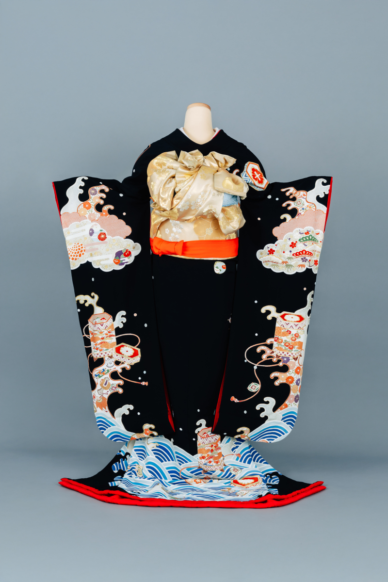 青海波紋大波　引き振袖　006