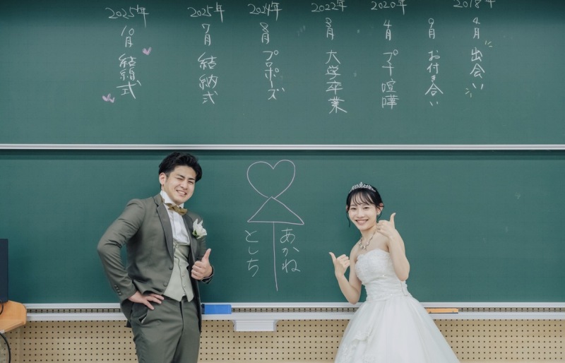 出会いから結婚まで！黒板に描くお二人のストーリー