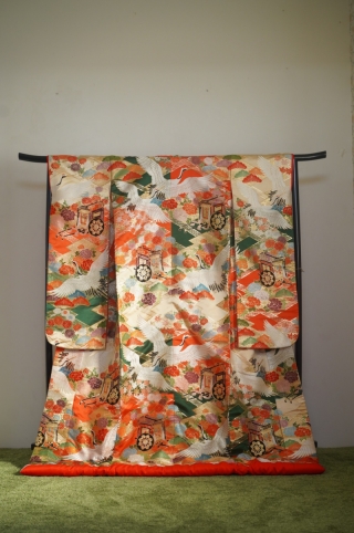 織花ベージュ地