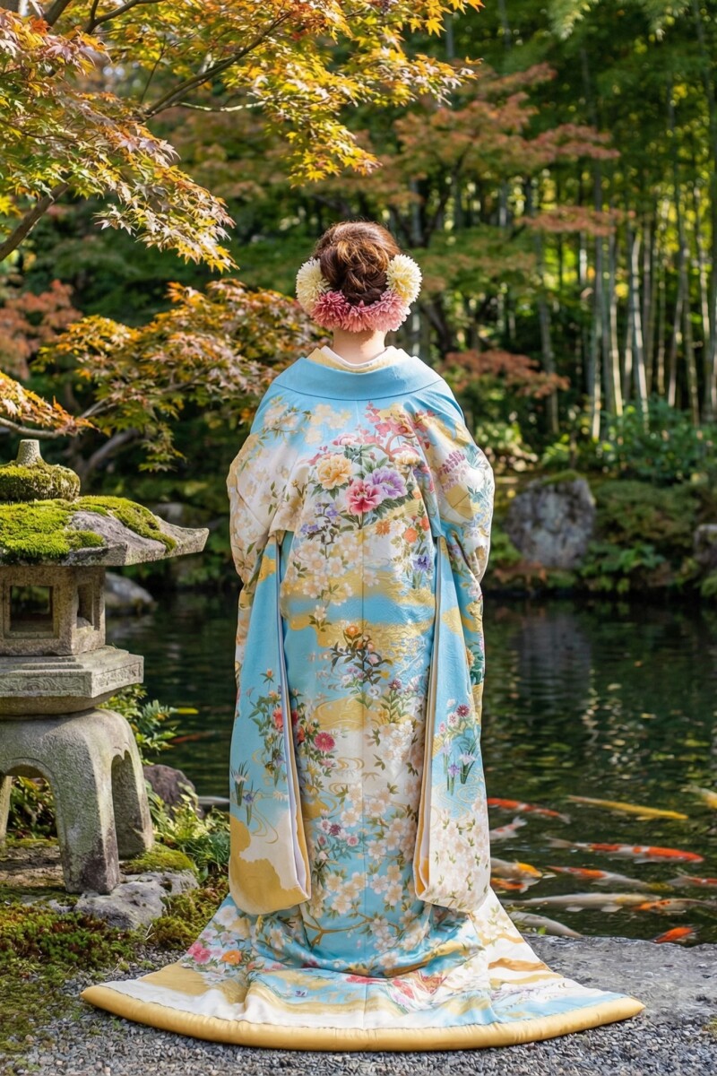 水色地　花文様