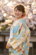 水色地　花文様