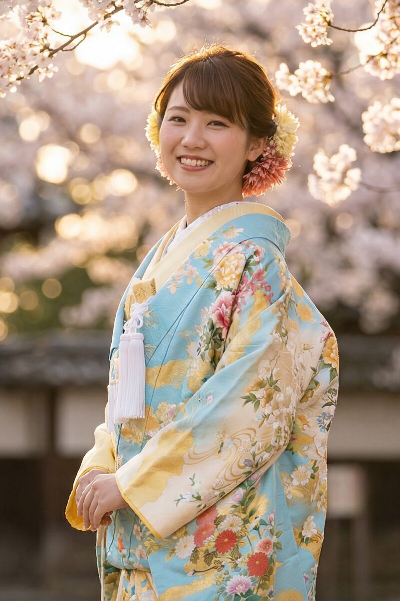 水色地　花文様