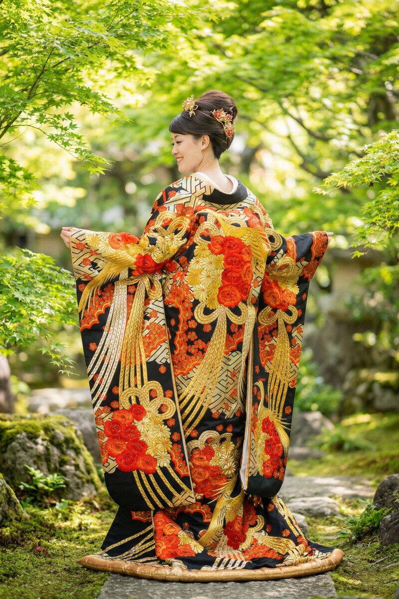 黒地に金彩刺繍