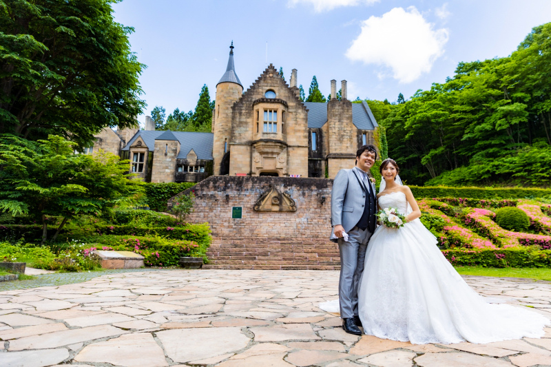 お城をバックに!