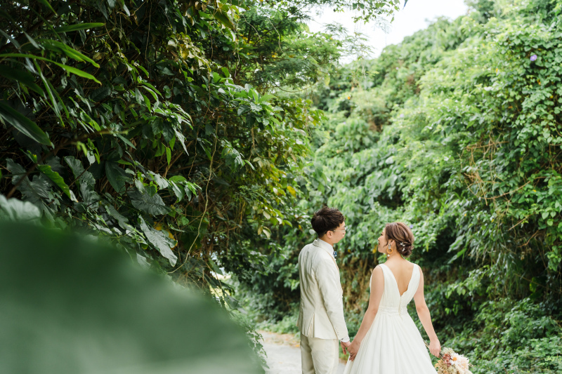 ビーチに行く途中のグリーン撮影