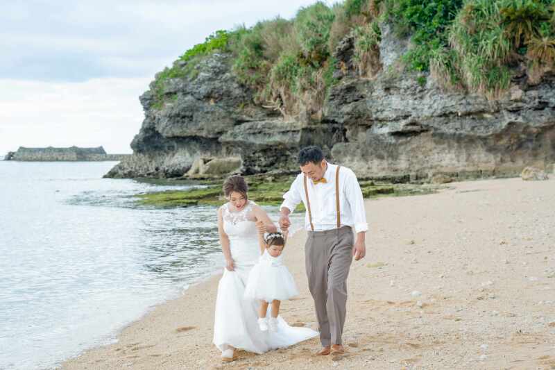 ビーチでは３人で