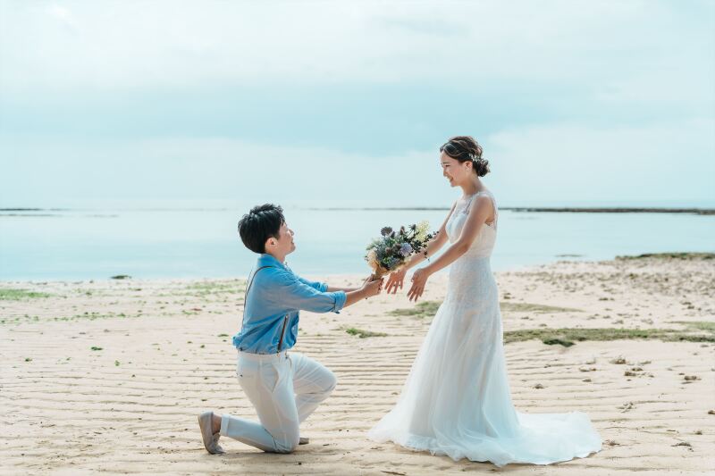 ビーチでポロポーズ