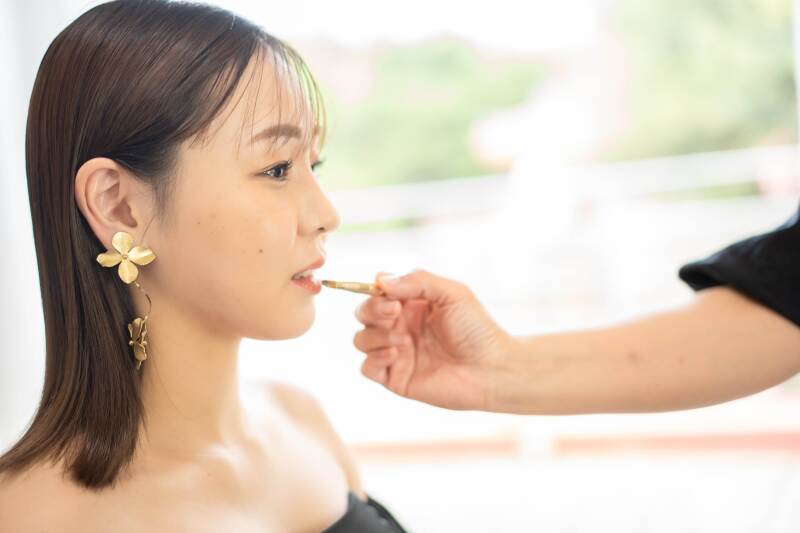 親子３人ファミリーフォト♡まずはヘアメイクシーン