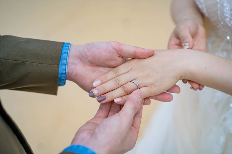 指輪の交換ショット