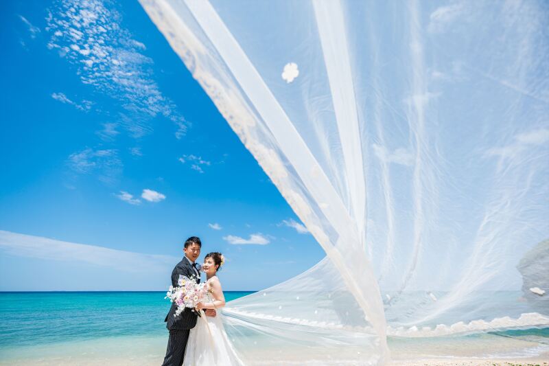 ビーチではロングベール