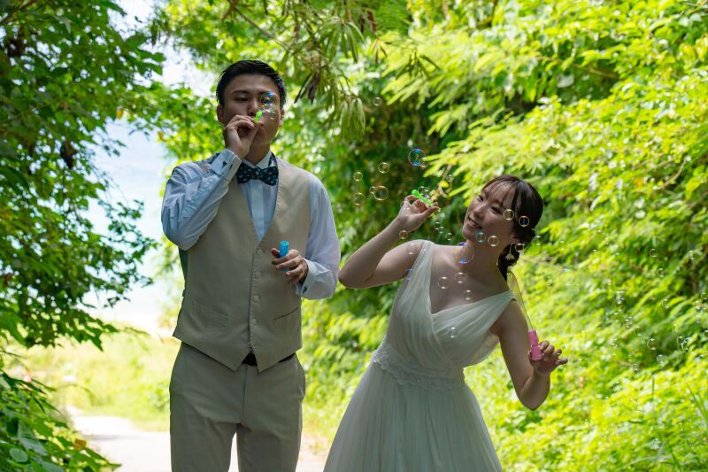 シャボン玉が舞い上がる 楽しいひとときの思い出