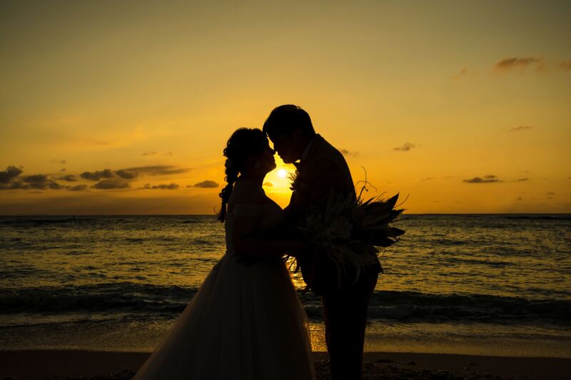 締めくくりは夕日をバックに