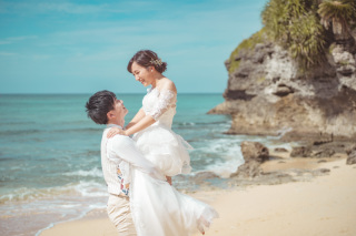 青空の下で100点満点の笑顔