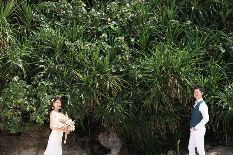 ビーチにはヤシの木スポットも