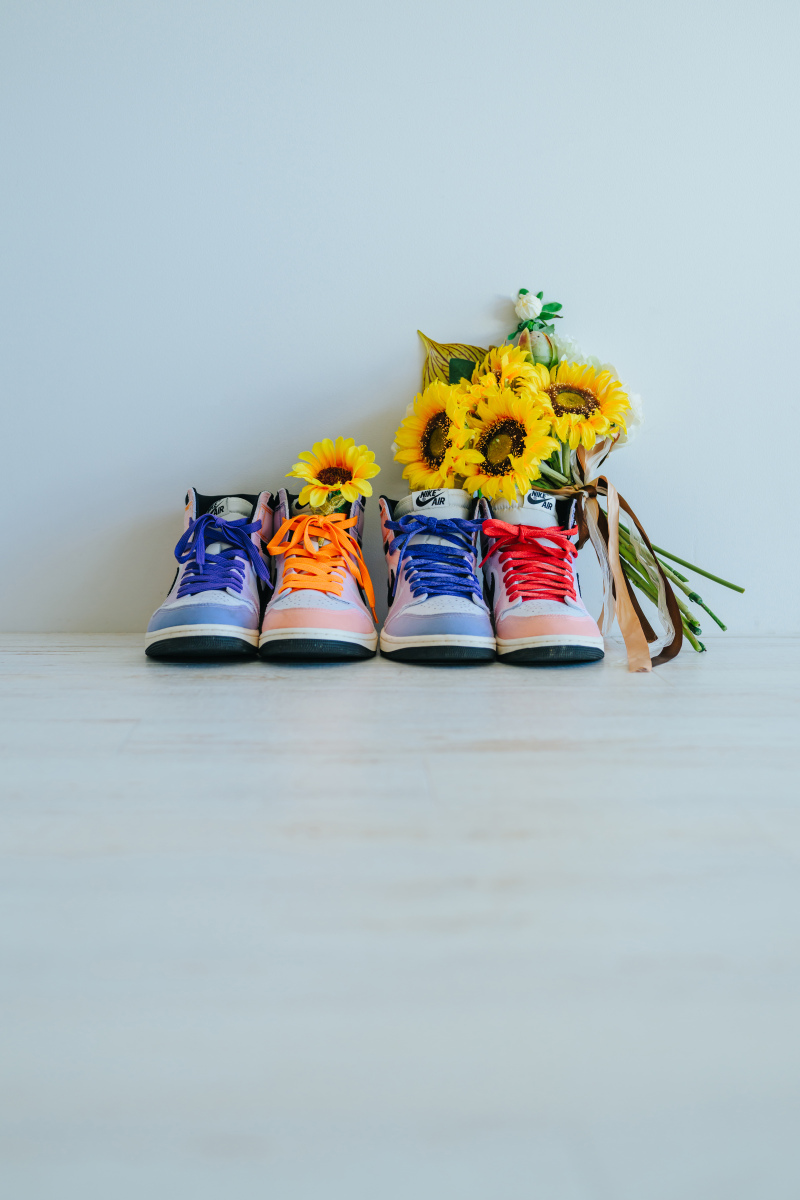 お揃いのシューズアイテムも大切な日の一枚に！