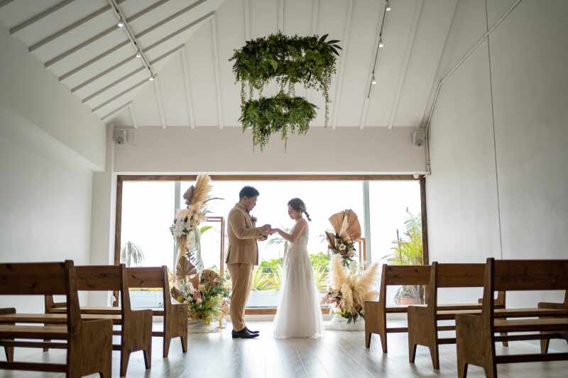 チャペルでは指輪の交換も