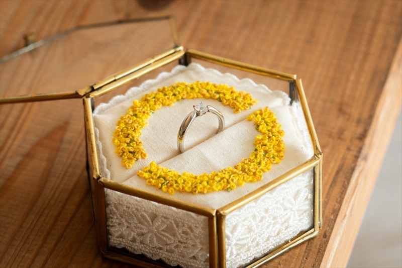 ミモザのリングピロー