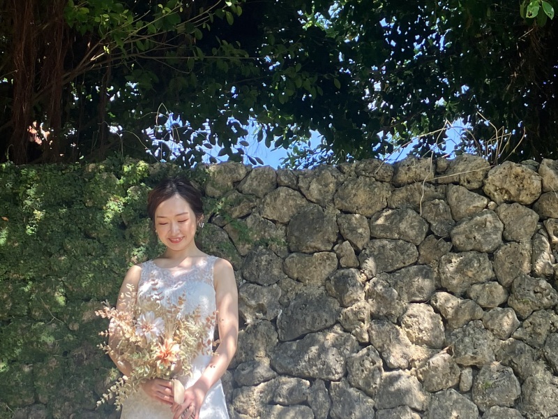 琉球の町並みで撮影