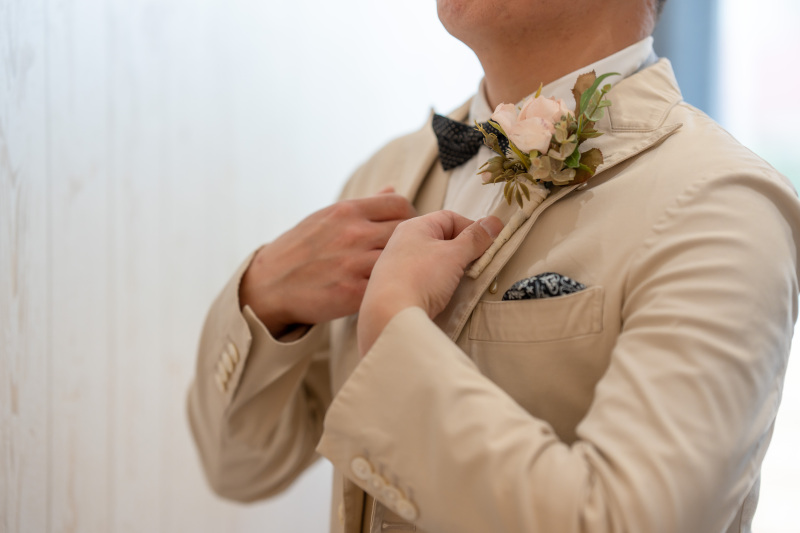 新郎様もお支度完了ー!