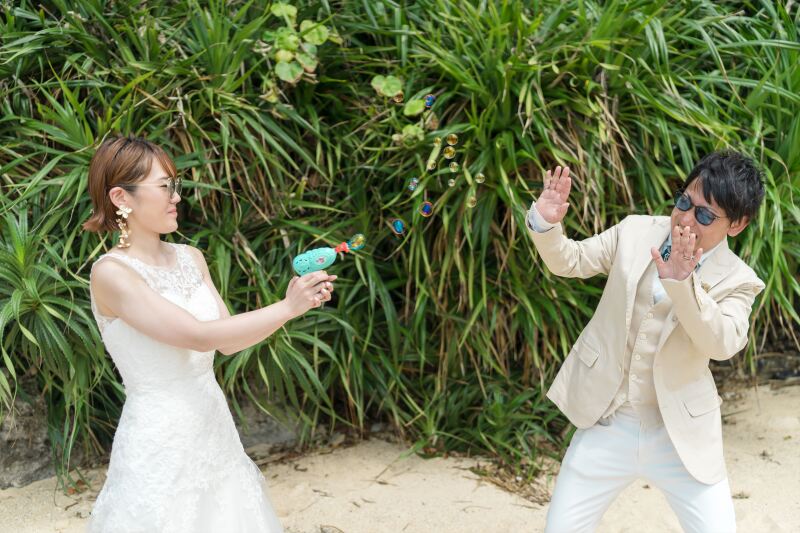 シャボン玉銃で「これでもか～！！」