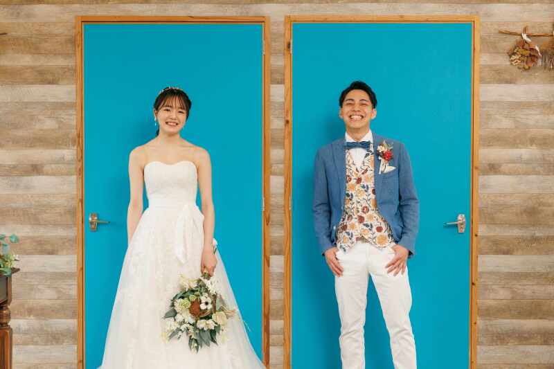 ブライズルームの前でツーショット