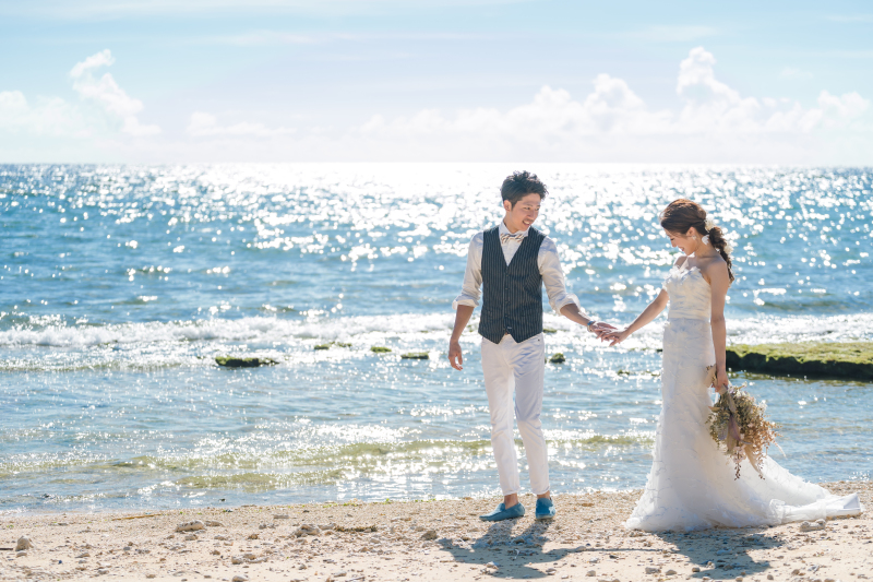 【青い海&サンセットビーチ】OKINAWAサンセットプラン / ビーチ&チャペル&サンセット・160カット・ヘアメイク&ドレス込
