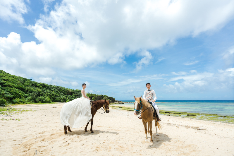 【2026年オリジナル＊ビーチ＆乗馬フォトプラン】午年ならではの思い出を♪充実の120カット・ヘアメイク・ドレス・タキシード込み