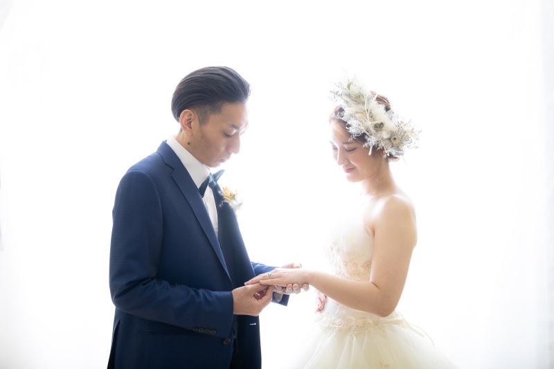 指輪交換シーン。