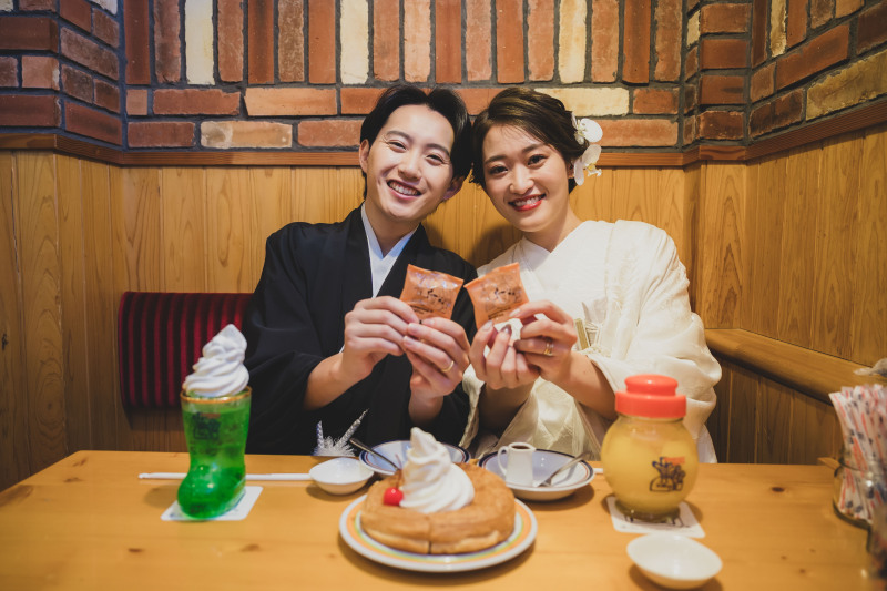 1月の和装壱点プラン～街並み～　2人の思い出の場所で