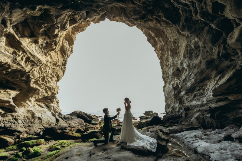 馬の背洞門での撮影