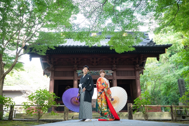 寺院での撮影スタート