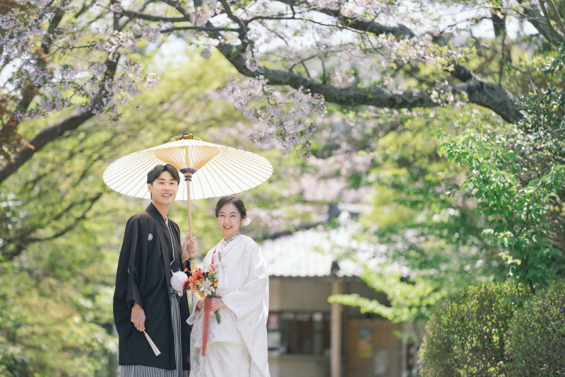 海が見える日本庭園（しおさい公園）での撮影