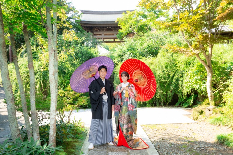 秋の始まりの頃、海蔵寺にてロケーション撮影。