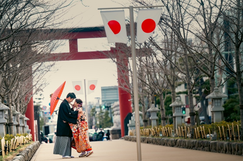 鶴岡八幡宮へと続く段葛（だんかずら）にて。