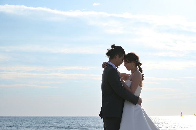 お色直し後は、材木座海岸へ。