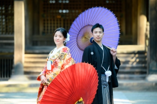 冬の鎌倉市内の寺院と湘南の海での撮影