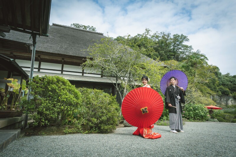 《 お寺×和傘 》