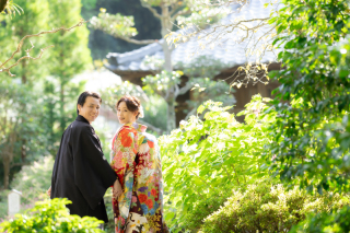早割★１０組様9/1～9/20で撮影　鎌倉市内の寺院２ヶ所で撮影　和装弐点プラン衣裳２着（差額無し）・美容・データ２３０カット付