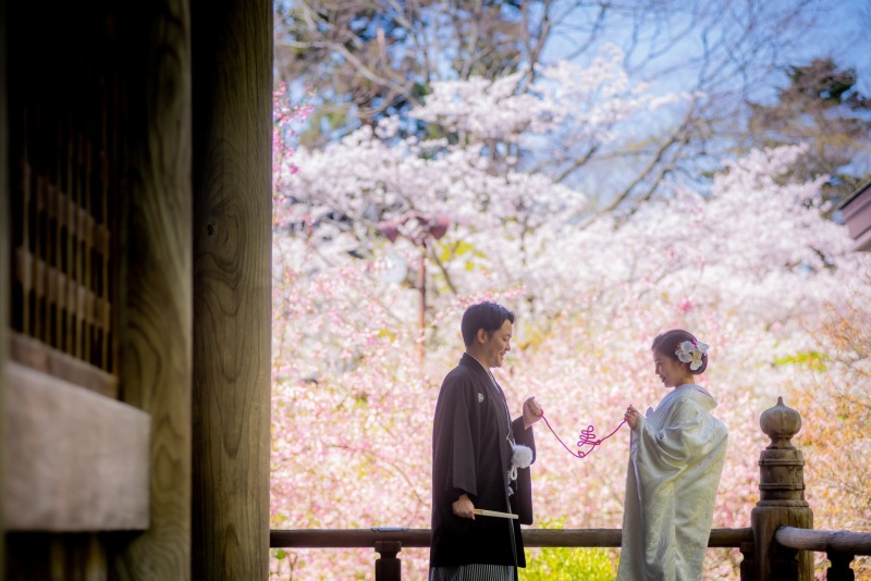 【和装１着】桜の時期♪3/26～4/10★１０組様アルバムプレゼント♪鎌倉市内の寺院で撮影　衣裳差額無し・美容・データ１３０枚付