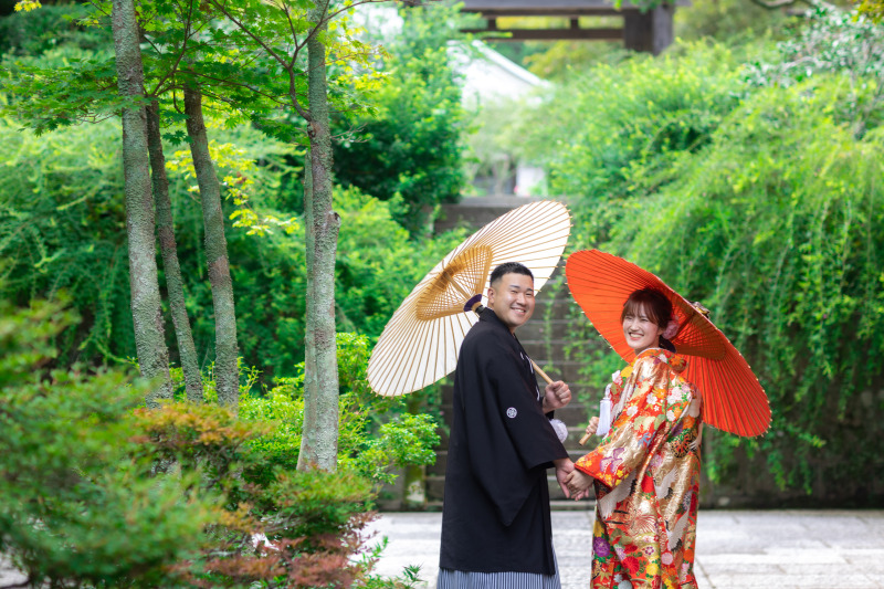 【和装＆洋装】7/1～7/31の平日 和装；鎌倉市内の寺院＆洋装；大桟橋で撮影　衣裳差額無し・美容・撮影データ１５０カット付き