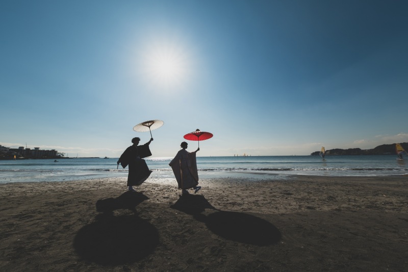 【早割★11/1~11/25の期間】海が見える日本庭園と海岸で撮影する 和装壱点プラン 衣裳差額無し・撮影データ130カット付