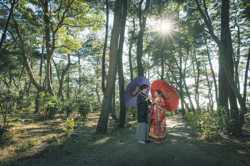 11月10日迄に撮影★『海が見える日本庭園』と海岸で撮影 和装壱点プラン 衣裳(差額無し)・美容・撮影データ付