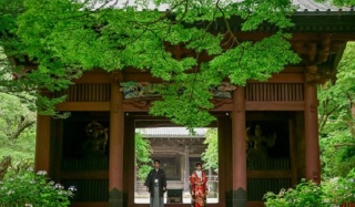 １０月の撮影　お好きな和装を１着着て鎌倉市内の寺院で撮影する和装壱点プラン　衣裳差額無し・１３０カットデータ付き