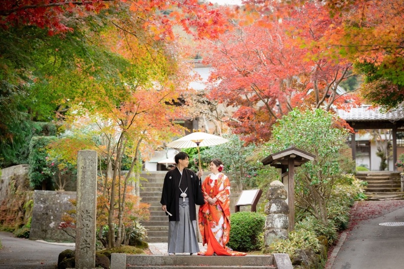紅葉の時期【11/26~12/15】鎌倉市内の寺院で撮影する和装壱点プラン 衣裳1着(差額無し)・美容・データ130カット付き