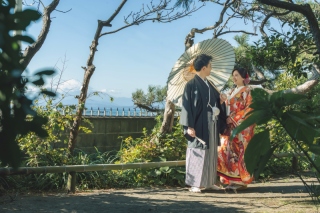 【早割★10/1～10/15の期間】海が見える日本庭園と海岸で撮影する　和装壱点プラン　衣裳差額無し・撮影データ130カット付