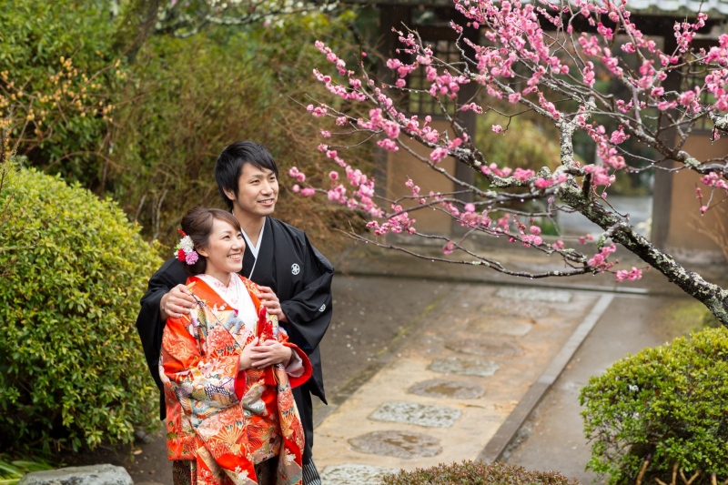 梅が咲く季節；2月撮影　先着１０組様２万円OFF♪鎌倉市内の寺院2ヶ所で撮影★和装弐点プラン　衣裳2着・美容・撮影データ２３０枚